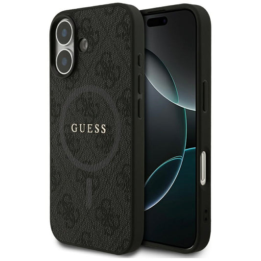 Husa MagSafe pentru Apple iPhone 17, Guess, 4G Ring Classic Logo, Neagra