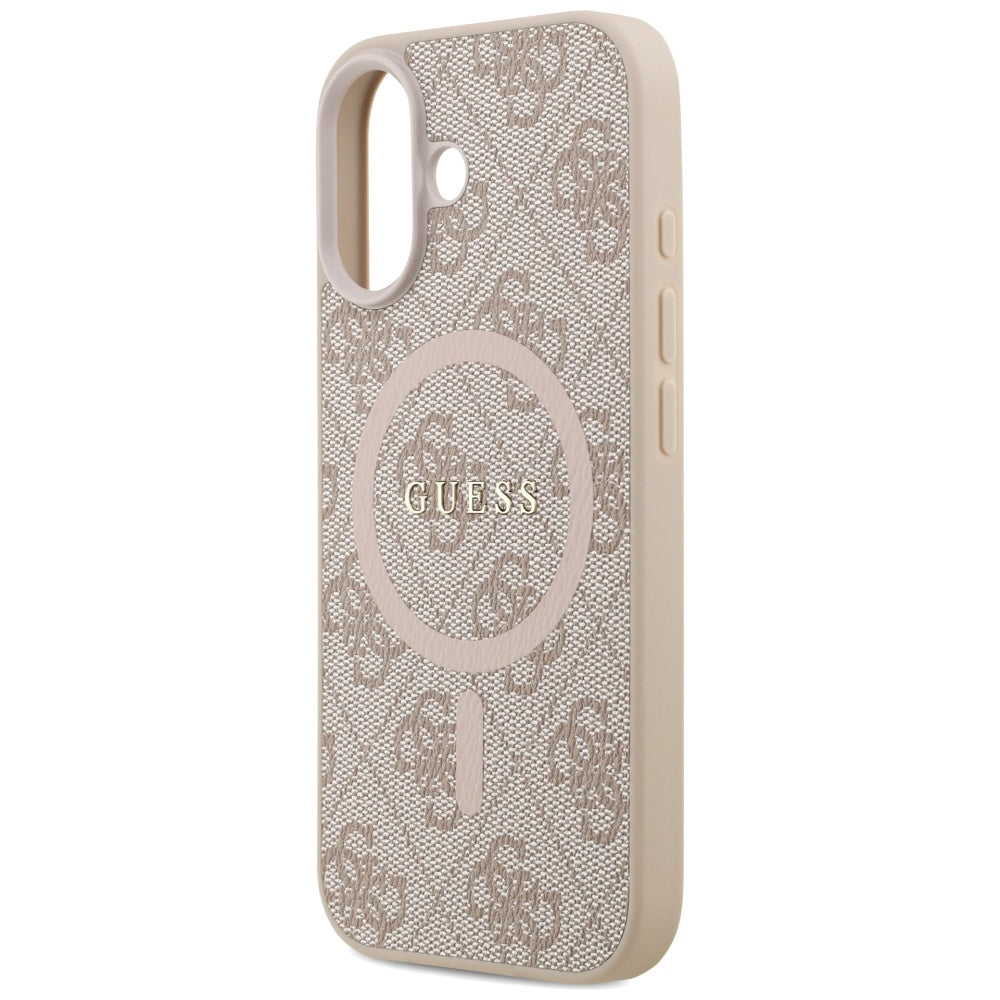 Husa MagSafe pentru Apple iPhone 17, Guess, 4G Ring Classic Logo, Roz