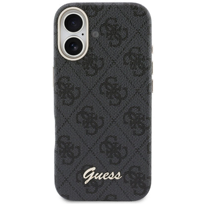 Husa MagSafe pentru Apple iPhone 17, Guess, 4G Script Logo, Neagra