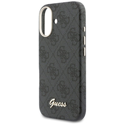 Husa MagSafe pentru Apple iPhone 17, Guess, 4G Script Logo, Neagra