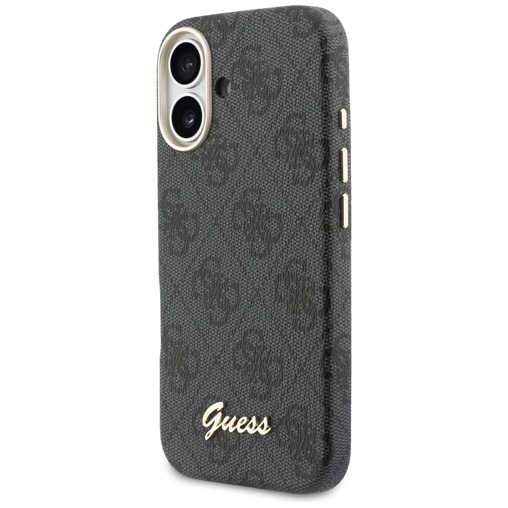 Husa MagSafe pentru Apple iPhone 17, Guess, 4G Script Logo, Neagra