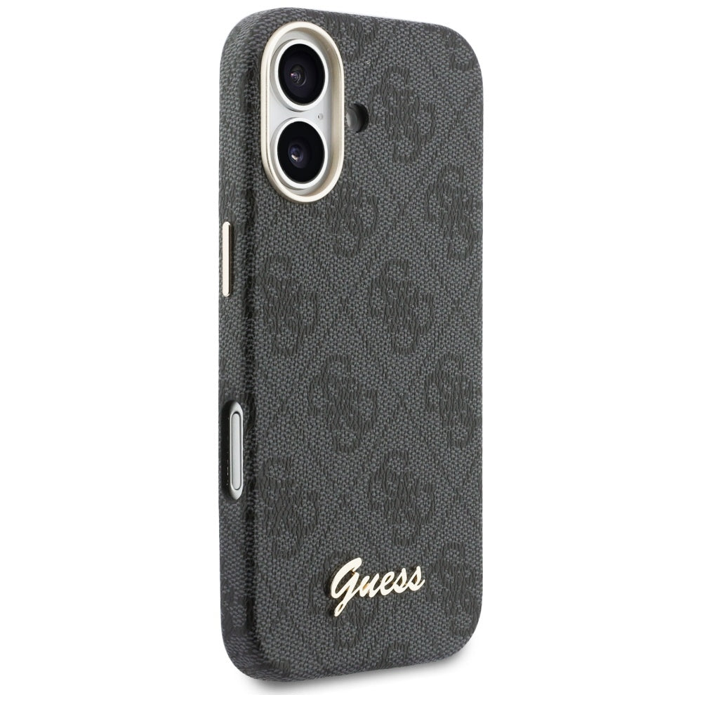 Husa MagSafe pentru Apple iPhone 17, Guess, 4G Script Logo, Neagra