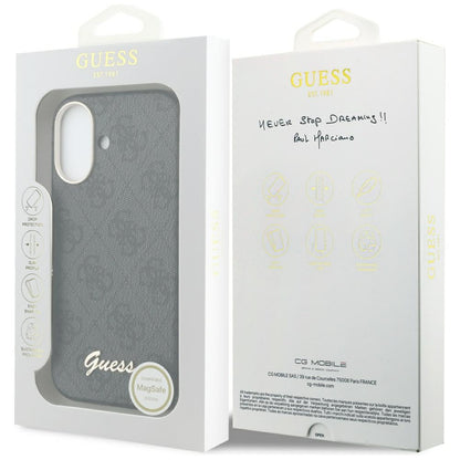 Husa MagSafe pentru Apple iPhone 17, Guess, 4G Script Logo, Neagra