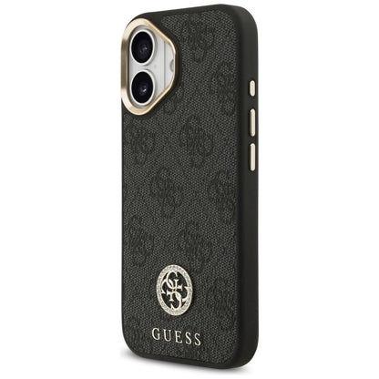 Husa MagSafe pentru Apple iPhone 17, Guess, 4G Strass Logo with Big Strap, Neagra