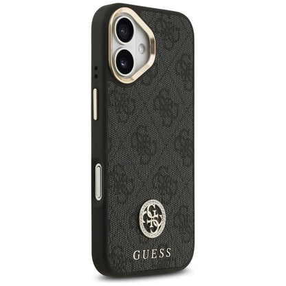 Husa MagSafe pentru Apple iPhone 17, Guess, 4G Strass Logo with Big Strap, Neagra