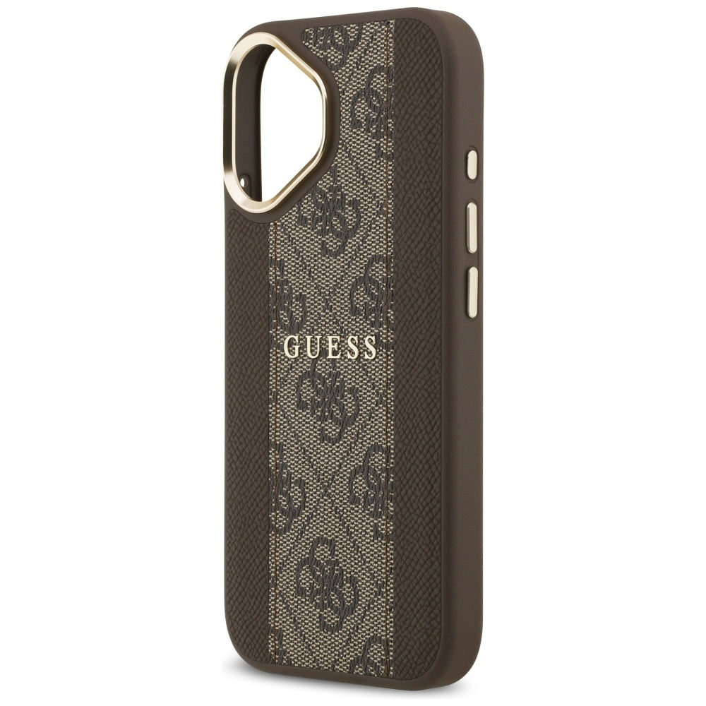 Husa MagSafe pentru Apple iPhone 17, Guess, 4G Stripe, Maro