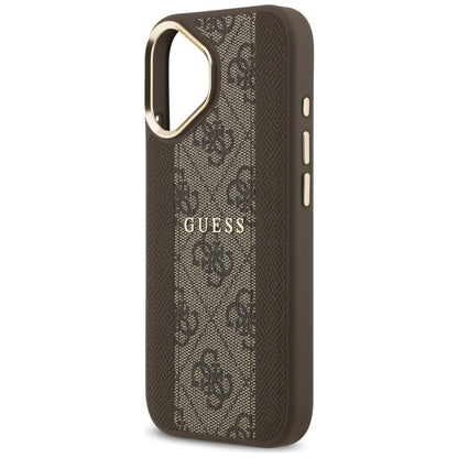 Husa MagSafe pentru Apple iPhone 17, Guess, 4G Stripe, Maro