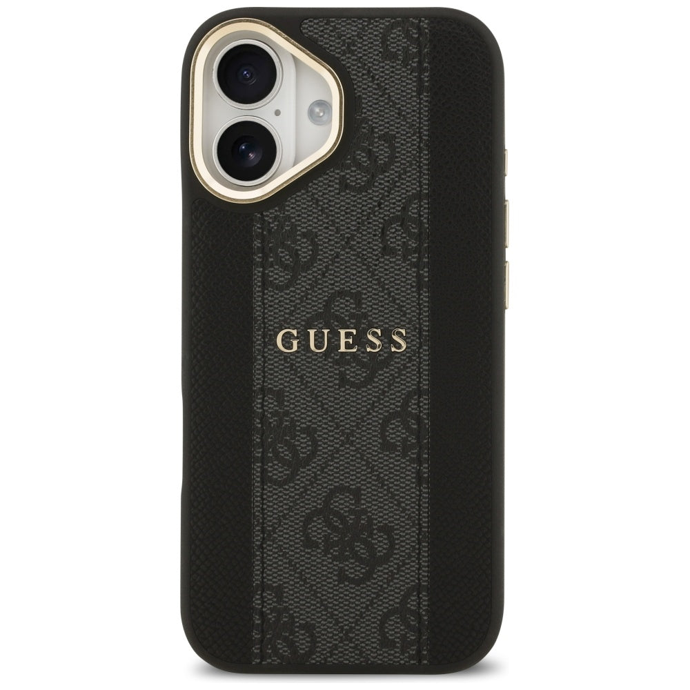 Husa MagSafe pentru Apple iPhone 17, Guess, 4G Stripe, Neagra