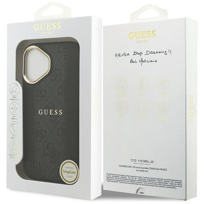 Husa MagSafe pentru Apple iPhone 17, Guess, 4G Stripe, Neagra