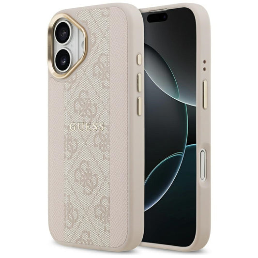 Husa MagSafe pentru Apple iPhone 17, Guess, 4G Stripe, Roz