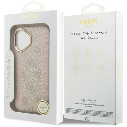 Husa MagSafe pentru Apple iPhone 17, Guess, 4G Stripe, Roz