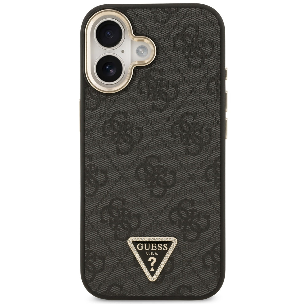 Husa MagSafe pentru Apple iPhone 17, Guess, 4G Triangle Diamond Logo, Neagra