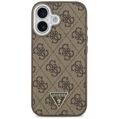 Husa MagSafe pentru Apple iPhone 17, Guess, 4G Triangle Logo, Maro Argintie
