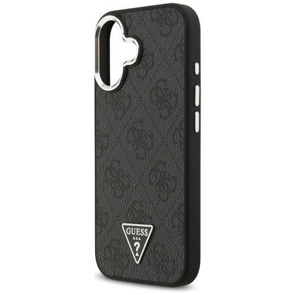 Husa MagSafe pentru Apple iPhone 17, Guess, 4G Triangle Logo, Neagra Argintie