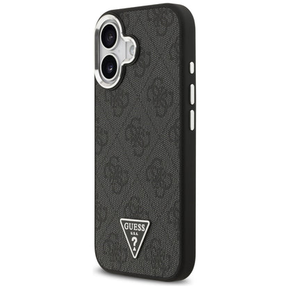 Husa MagSafe pentru Apple iPhone 17, Guess, 4G Triangle Logo, Neagra Argintie