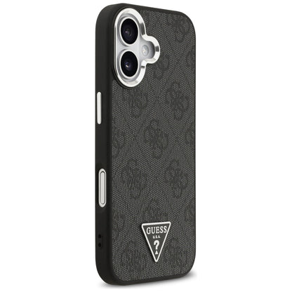 Husa MagSafe pentru Apple iPhone 17, Guess, 4G Triangle Logo, Neagra Argintie