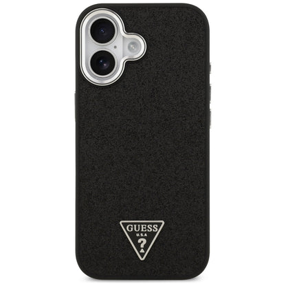 Husa MagSafe pentru Apple iPhone 17, Guess, Glitter Triangle Logo, Neagra