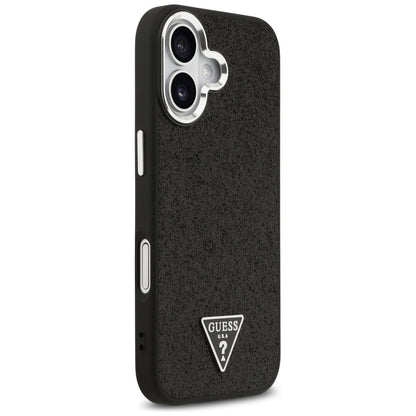 Husa MagSafe pentru Apple iPhone 17, Guess, Glitter Triangle Logo, Neagra