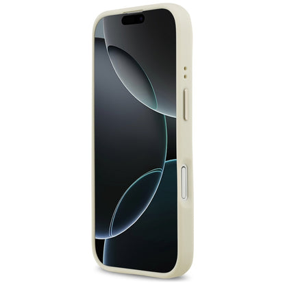 Husa MagSafe pentru Apple iPhone 17, Guess, Grained Strass Logo, Bej