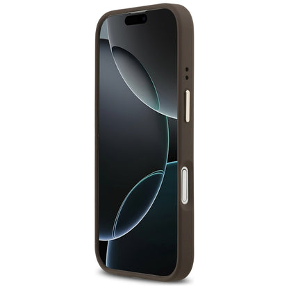 Husa MagSafe pentru Apple iPhone 17, Guess, Grained Strass Logo, Maro