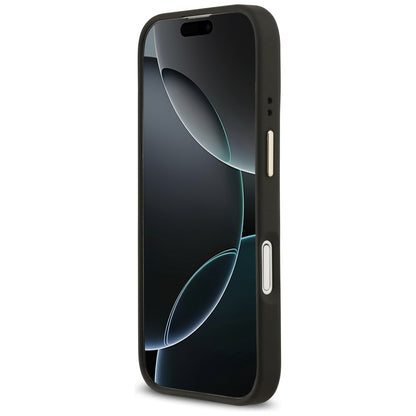 Husa MagSafe pentru Apple iPhone 17, Guess, Grained Strass Logo, Neagra