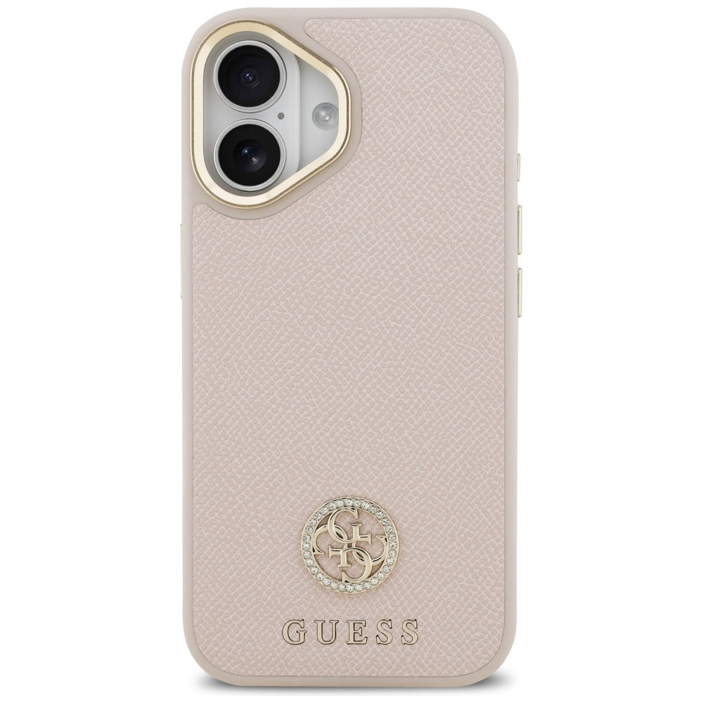 Husa MagSafe pentru Apple iPhone 17, Guess, Grained Strass Logo, Roz