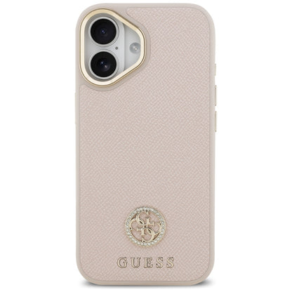 Husa MagSafe pentru Apple iPhone 17, Guess, Grained Strass Logo, Roz