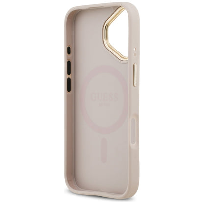 Husa MagSafe pentru Apple iPhone 17, Guess, Grained Strass Logo, Roz
