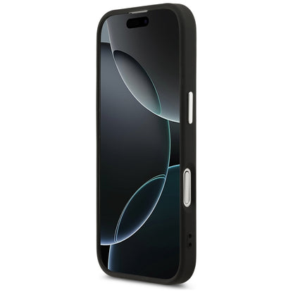 Husa MagSafe pentru Apple iPhone 17, Guess, Grained Triangle Logo, Neagra