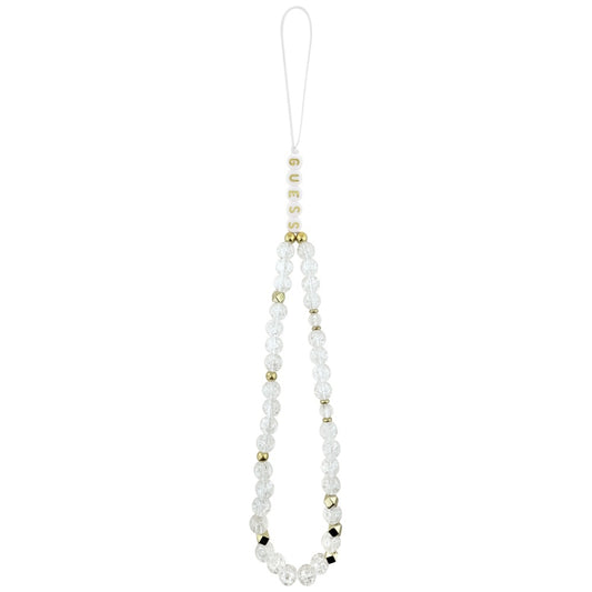 Husa MagSafe pentru Apple iPhone 17, Guess, IML Flowers with Pearl Strap, Alba