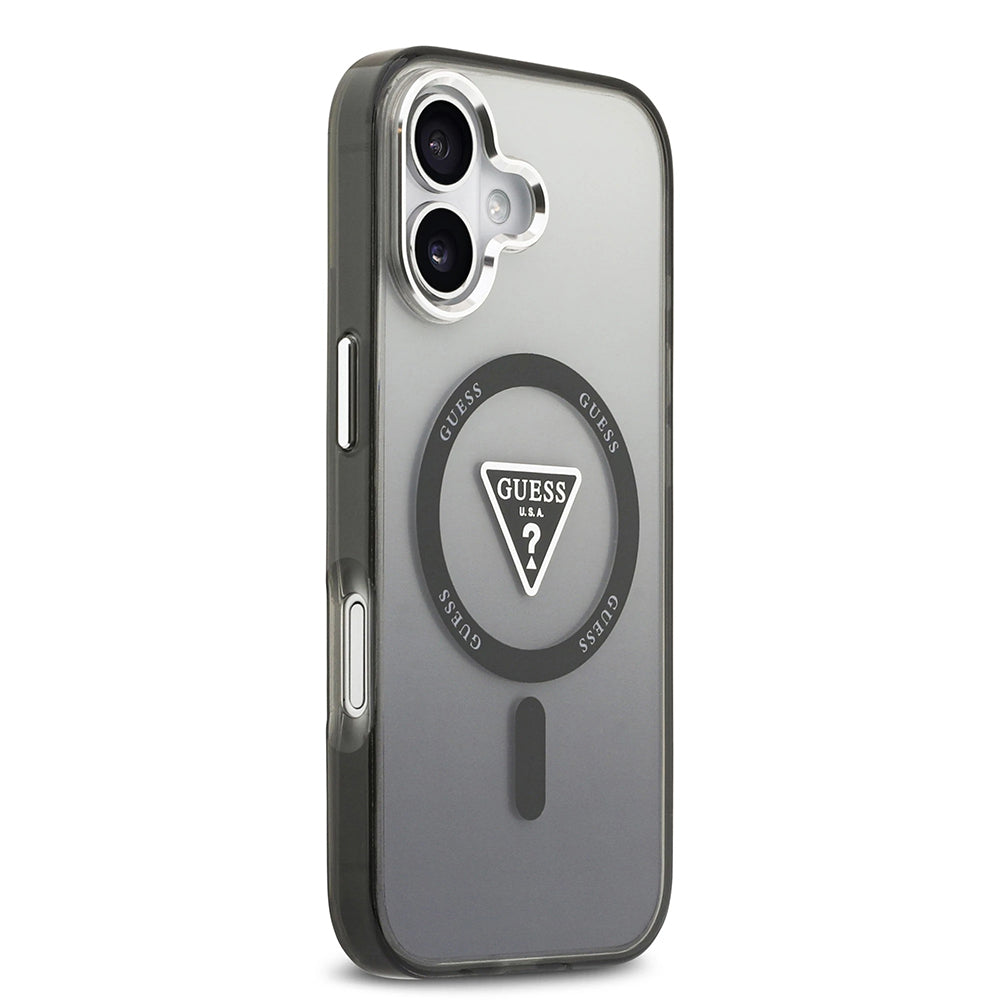 Husa MagSafe pentru Apple iPhone 17, Guess, IML Gradient Triangle Logo, Neagra