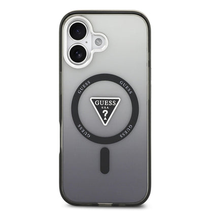 Husa MagSafe pentru Apple iPhone 17, Guess, IML Gradient Triangle Logo, Neagra