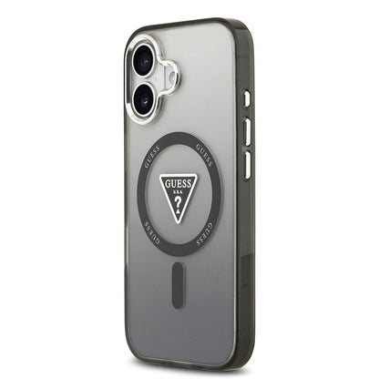 Husa MagSafe pentru Apple iPhone 17, Guess, IML Gradient Triangle Logo, Neagra
