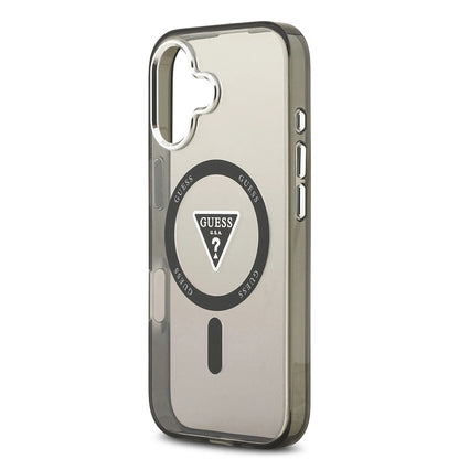 Husa MagSafe pentru Apple iPhone 17, Guess, IML Gradient Triangle Logo, Neagra