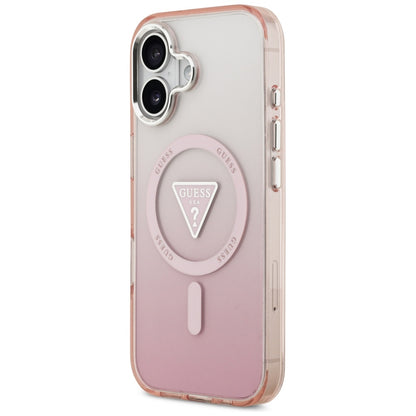 Husa MagSafe pentru Apple iPhone 17, Guess, IML Gradient Triangle Logo, Roz