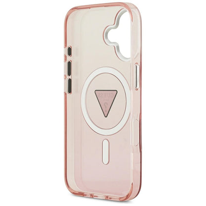 Husa MagSafe pentru Apple iPhone 17, Guess, IML Gradient Triangle Logo, Roz