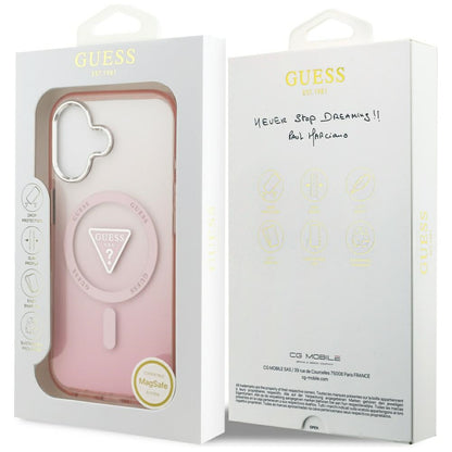 Husa MagSafe pentru Apple iPhone 17, Guess, IML Gradient Triangle Logo, Roz