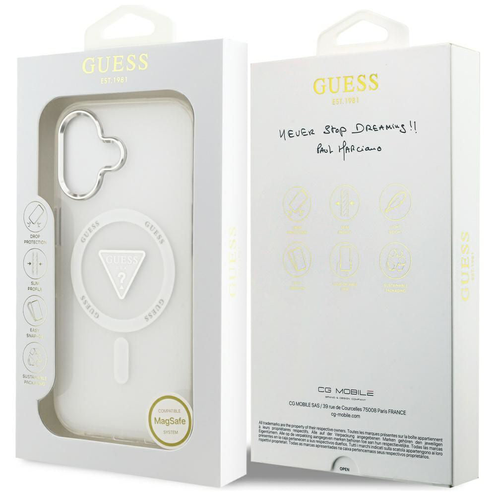 Husa MagSafe pentru Apple iPhone 17, Guess, IML Gradient Triangle Logo, Transparenta