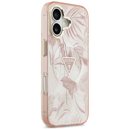 Husa MagSafe pentru Apple iPhone 17, Guess, Jungle Tonal Triangle, Roz