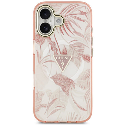 Husa MagSafe pentru Apple iPhone 17, Guess, Jungle Tonal Triangle, Roz
