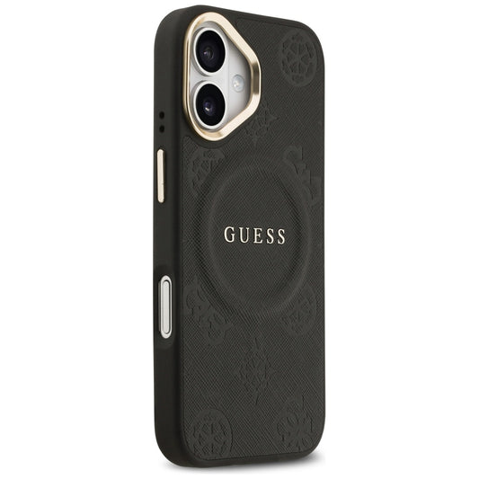 Husa MagSafe pentru Apple iPhone 17, Guess, Peony Hot Stamp, Neagra