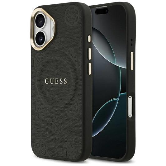 Husa MagSafe pentru Apple iPhone 17, Guess, Peony Hot Stamp, Neagra
