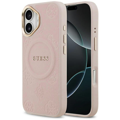 Husa MagSafe pentru Apple iPhone 17, Guess, Peony Hot Stamp, Roz