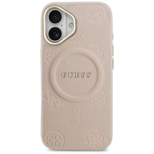 Husa MagSafe pentru Apple iPhone 17, Guess, Peony Hot Stamp, Roz