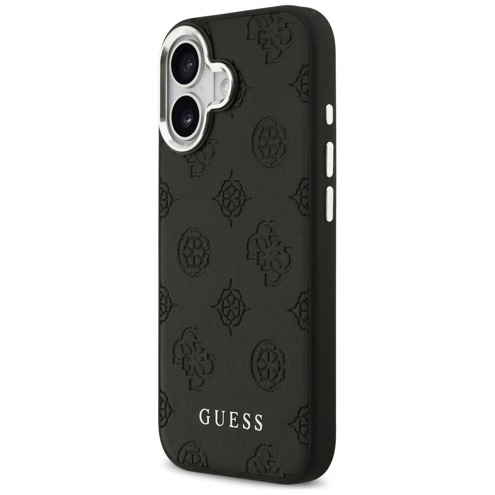 Husa MagSafe pentru Apple iPhone 17, Guess, Peony Hot Stamp Script, Neagra