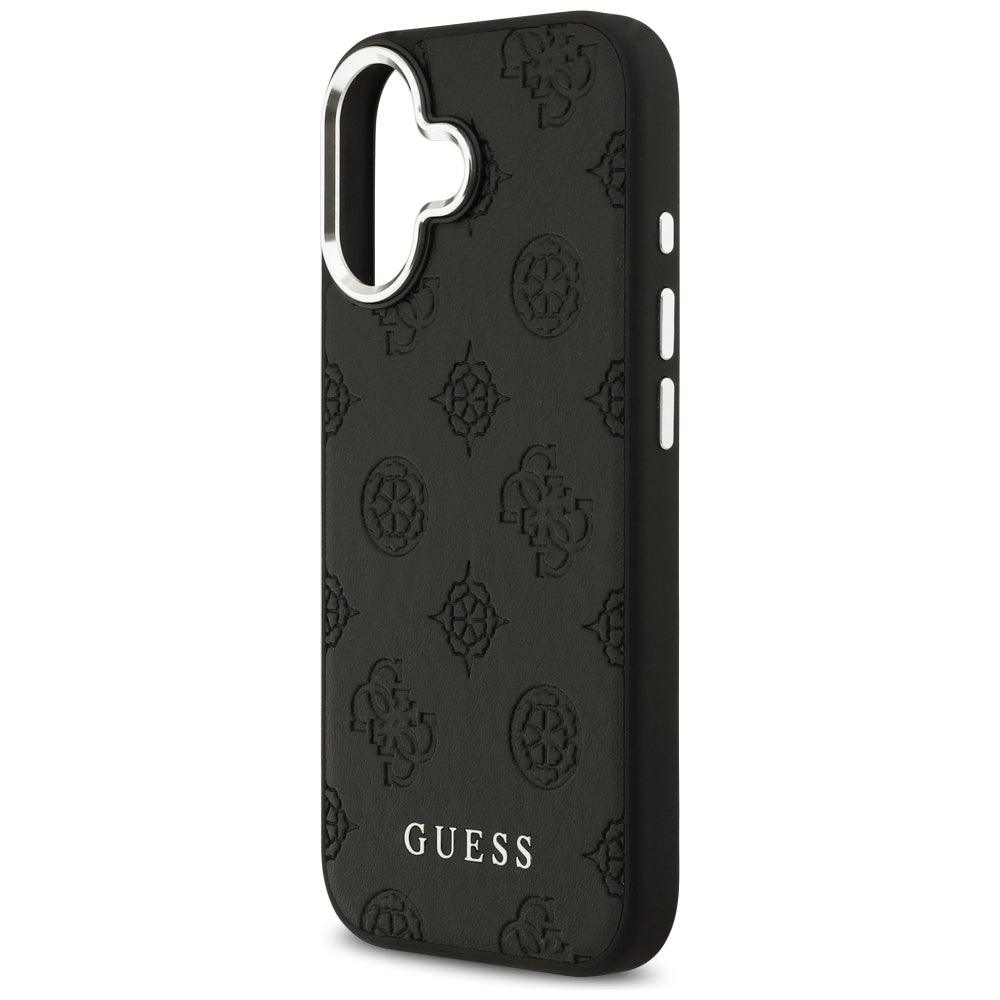 Husa MagSafe pentru Apple iPhone 17, Guess, Peony Hot Stamp Script, Neagra