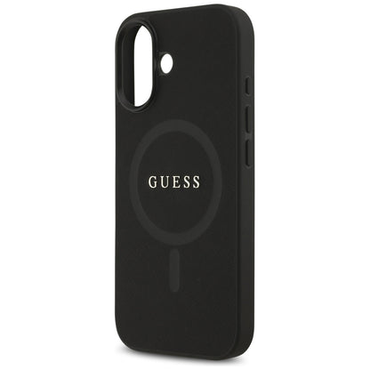Husa MagSafe pentru Apple iPhone 17, Guess, Saffiano Classic Logo, Neagra