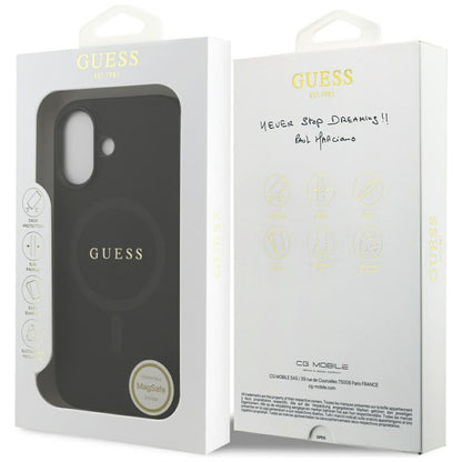 Husa MagSafe pentru Apple iPhone 17, Guess, Saffiano Classic Logo, Neagra