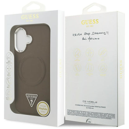 Husa MagSafe pentru Apple iPhone 17, Guess, Triangle Logo, Maro Argintie