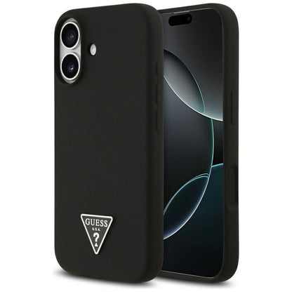 Husa MagSafe pentru Apple iPhone 17, Guess, Triangle Logo, Neagra